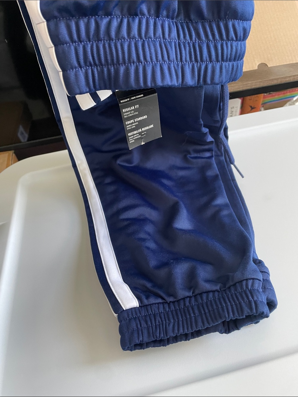 adidas Woman Navy Blue Track Joggers with White Stripes - Picture 5 of 5
